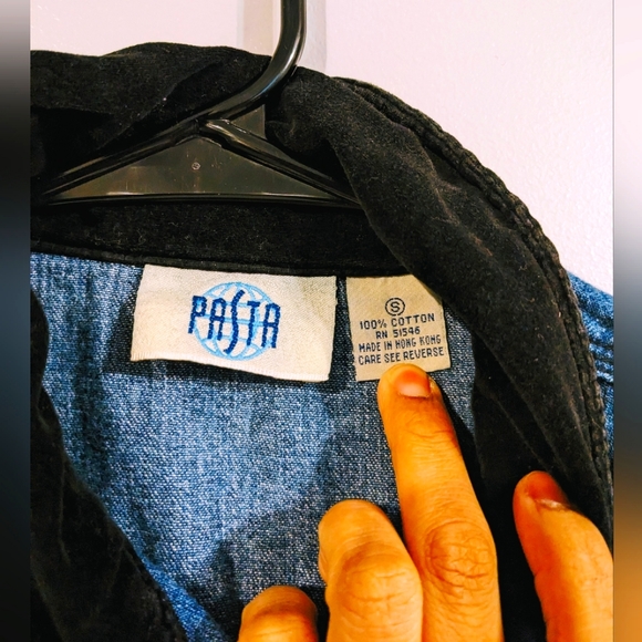 PASTA Blue Denim Vest Button Front Shirt Cotton Women Size S - Picture 3 of 5